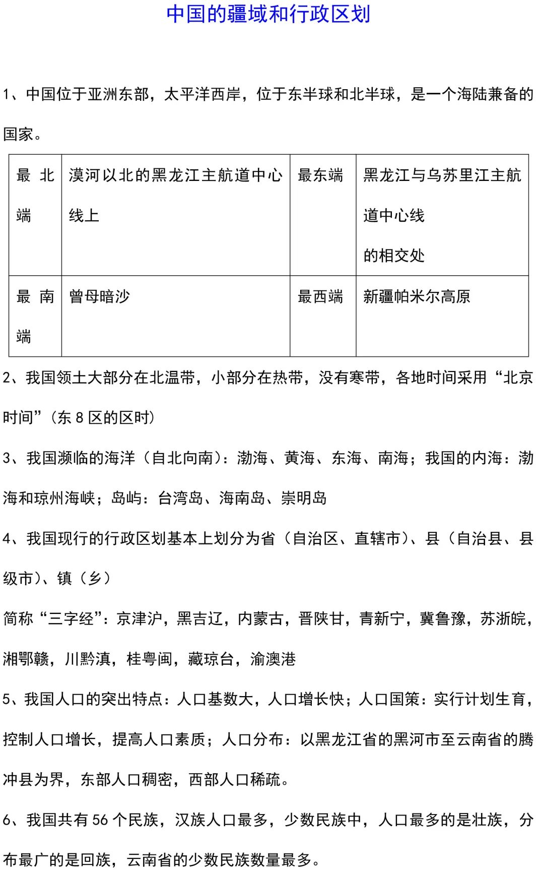 初中地理怎么学？如何提高成绩？本篇汇总中考地理常用知识点（中国篇），务必收藏！(图2)