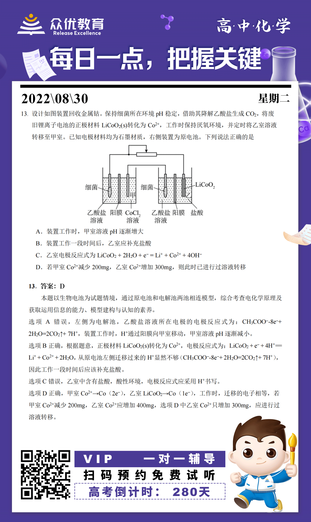 【高中化学】2022·山东卷：考查电化学原理及获取运用信息的能力、模型建构与认知素养(图1)