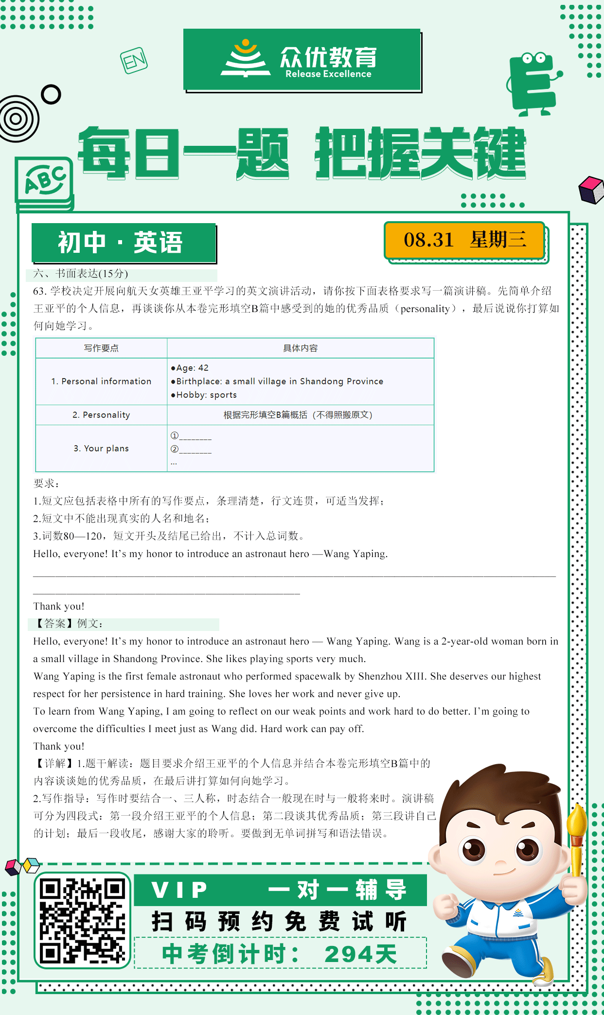 【初中英语】2022·江西卷：书面表达（演讲稿）(图1)