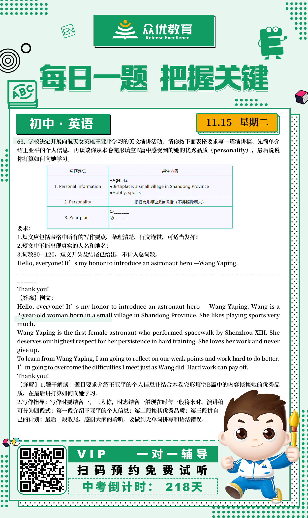 【初中英语】2022·江西卷：书面表达（演讲稿）(图1)