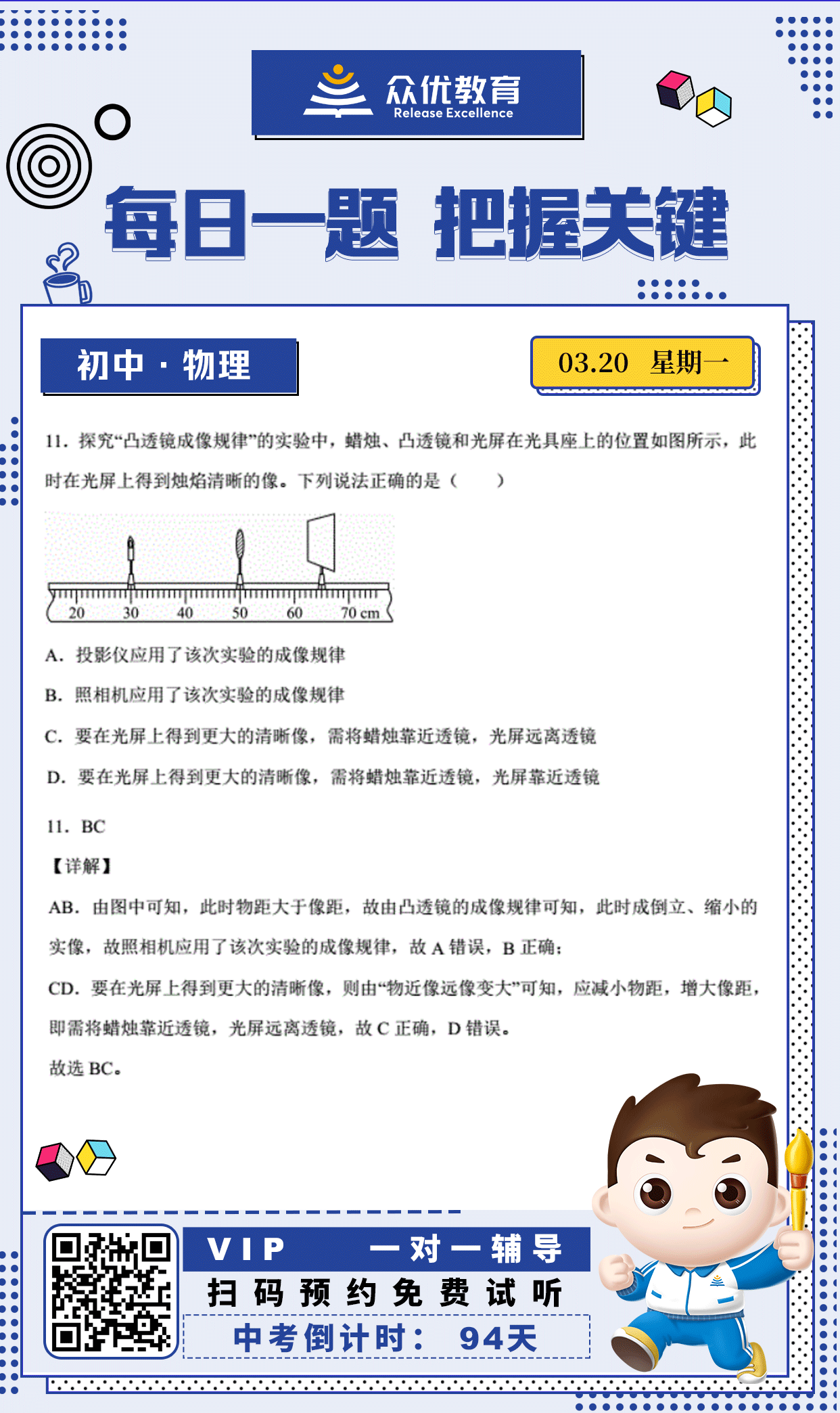 【初中物理】2022·天津卷：考查“凸透镜成像规律”(图1)