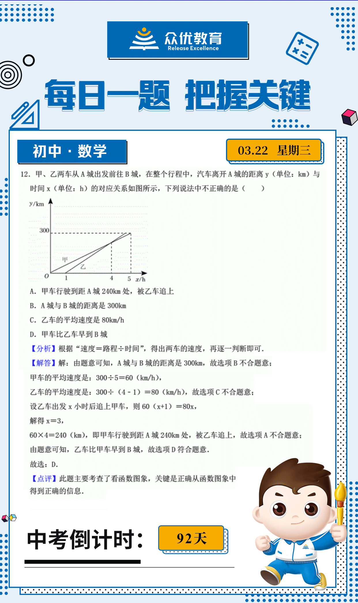 【初中数学】2022·临沂卷：考查函数图像(图1)