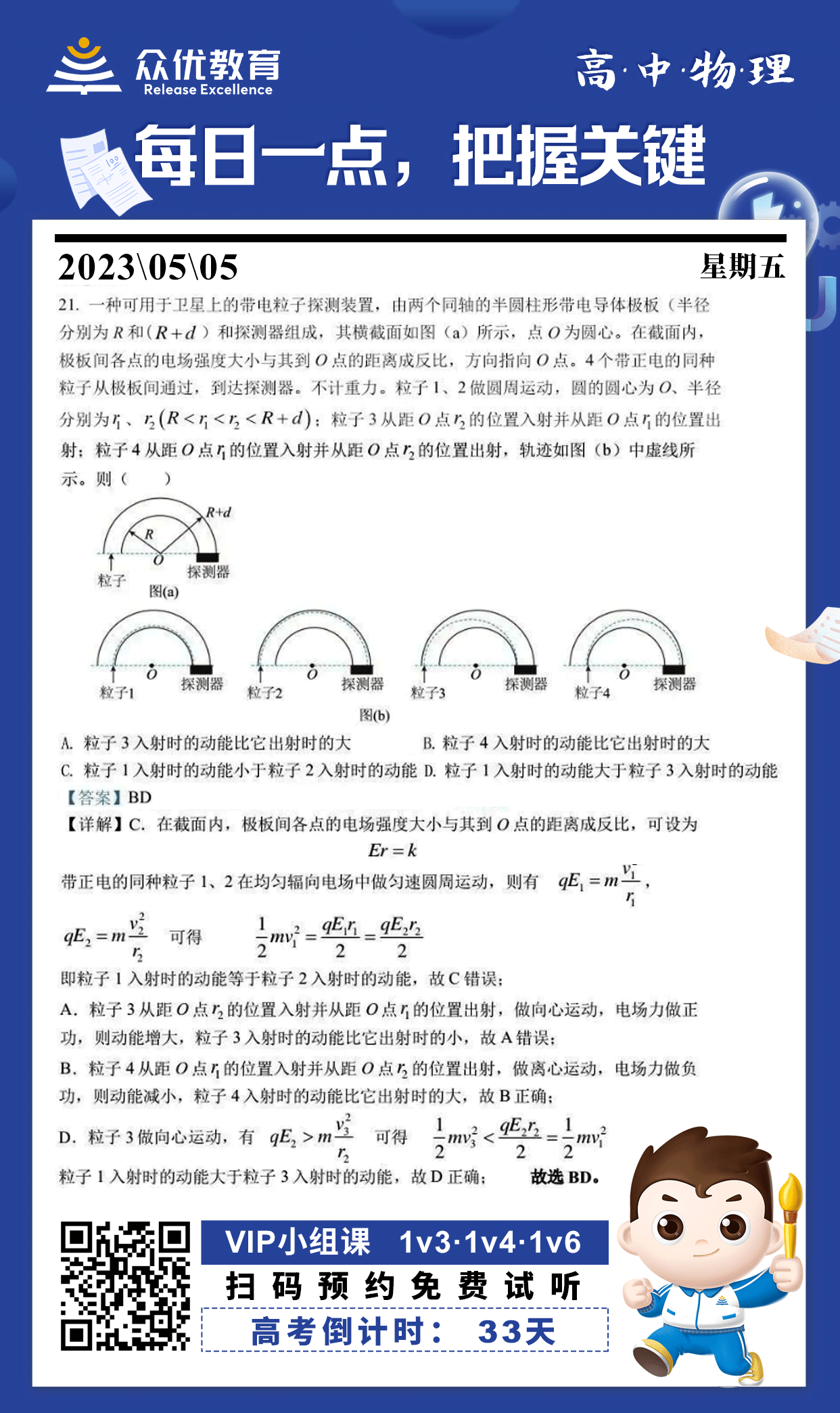 【高考倒计时·33天】物理专练：考查带电粒子在电场中运动+圆周运动(图1)
