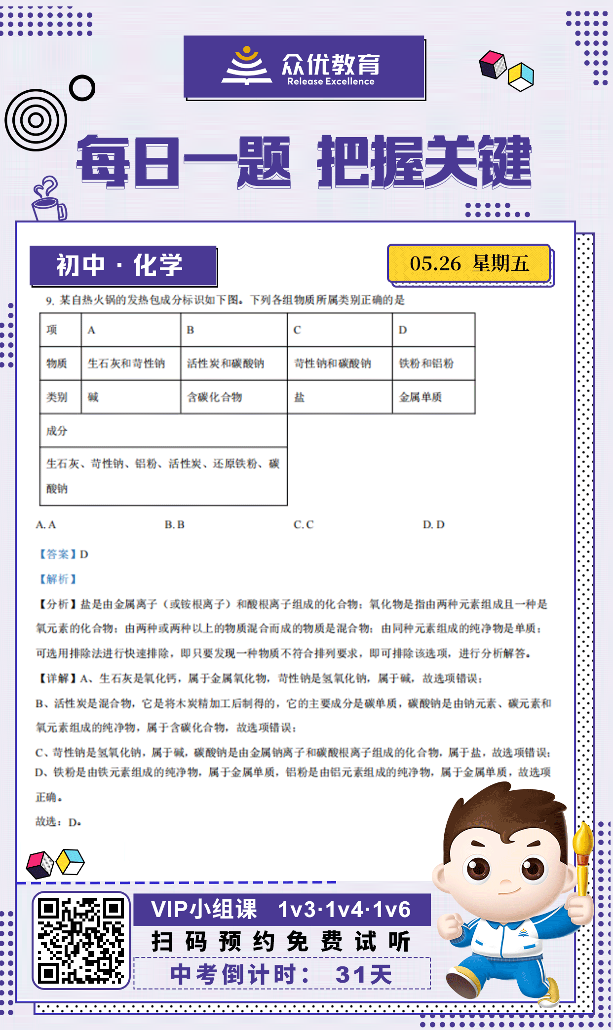 【中考倒计时·31天】化学专练：考查物质所属类别的判断(图1)