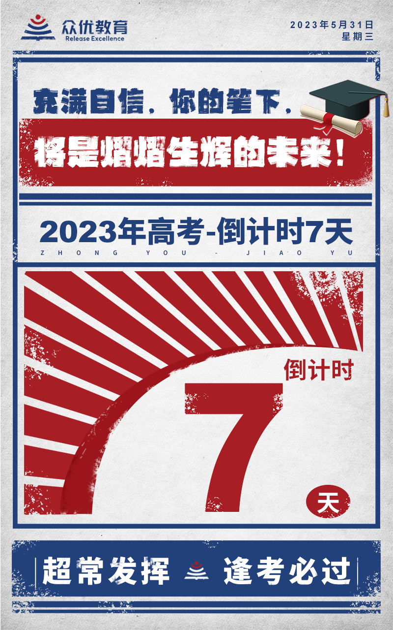 【高考倒计时·7天】：充满自信，你的笔下，将是熠熠生辉的未来！(图1)