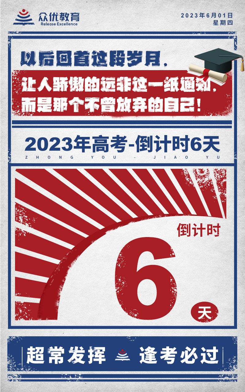 【高考倒计时·6天】：以后回首这段岁月，让人骄傲的远非这一纸通知，而是那个不曾放弃的自己！(图1)