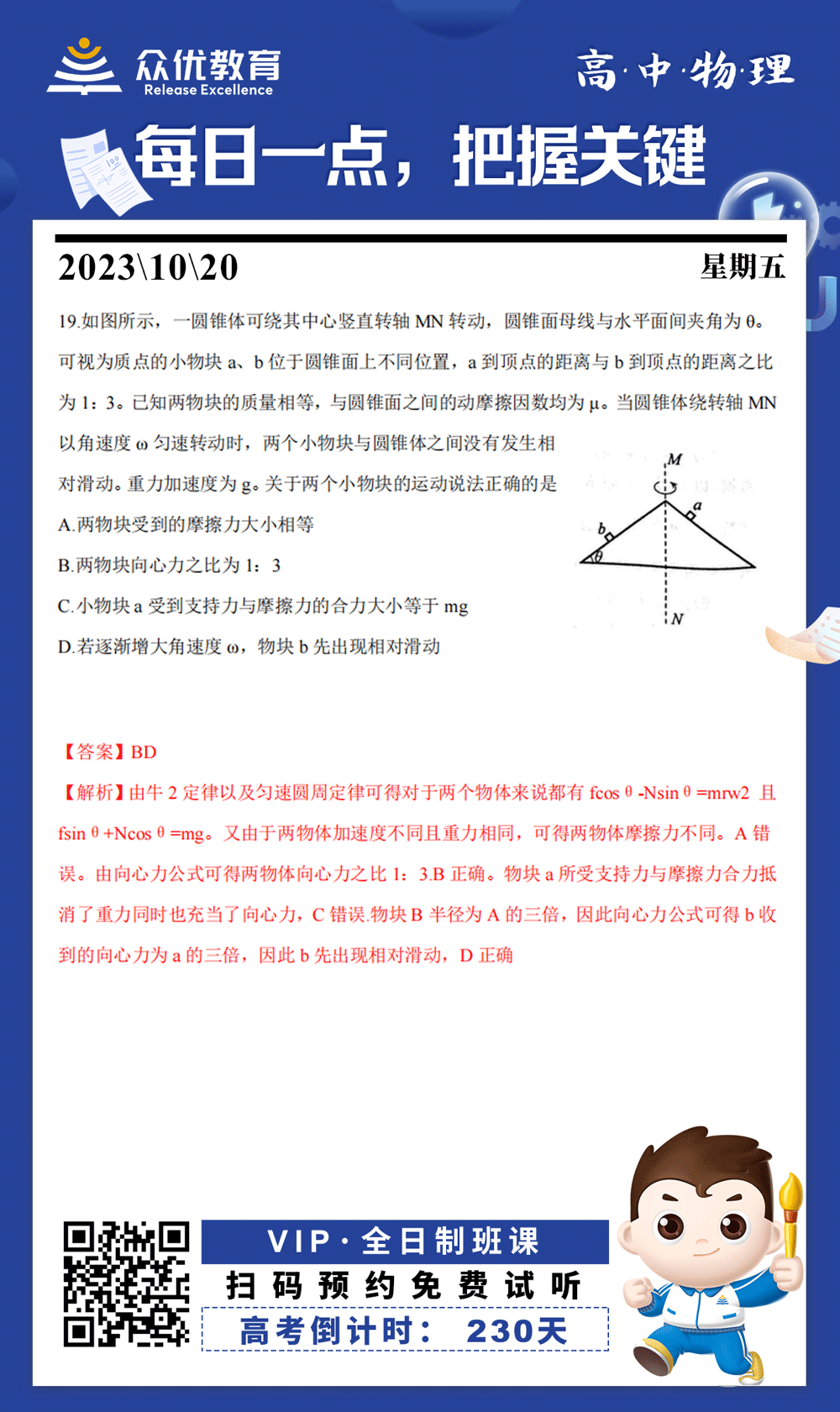 【高中物理 · 每日一练】：考查圆周运动+摩擦力+力的分解合成的综合应用(图1)