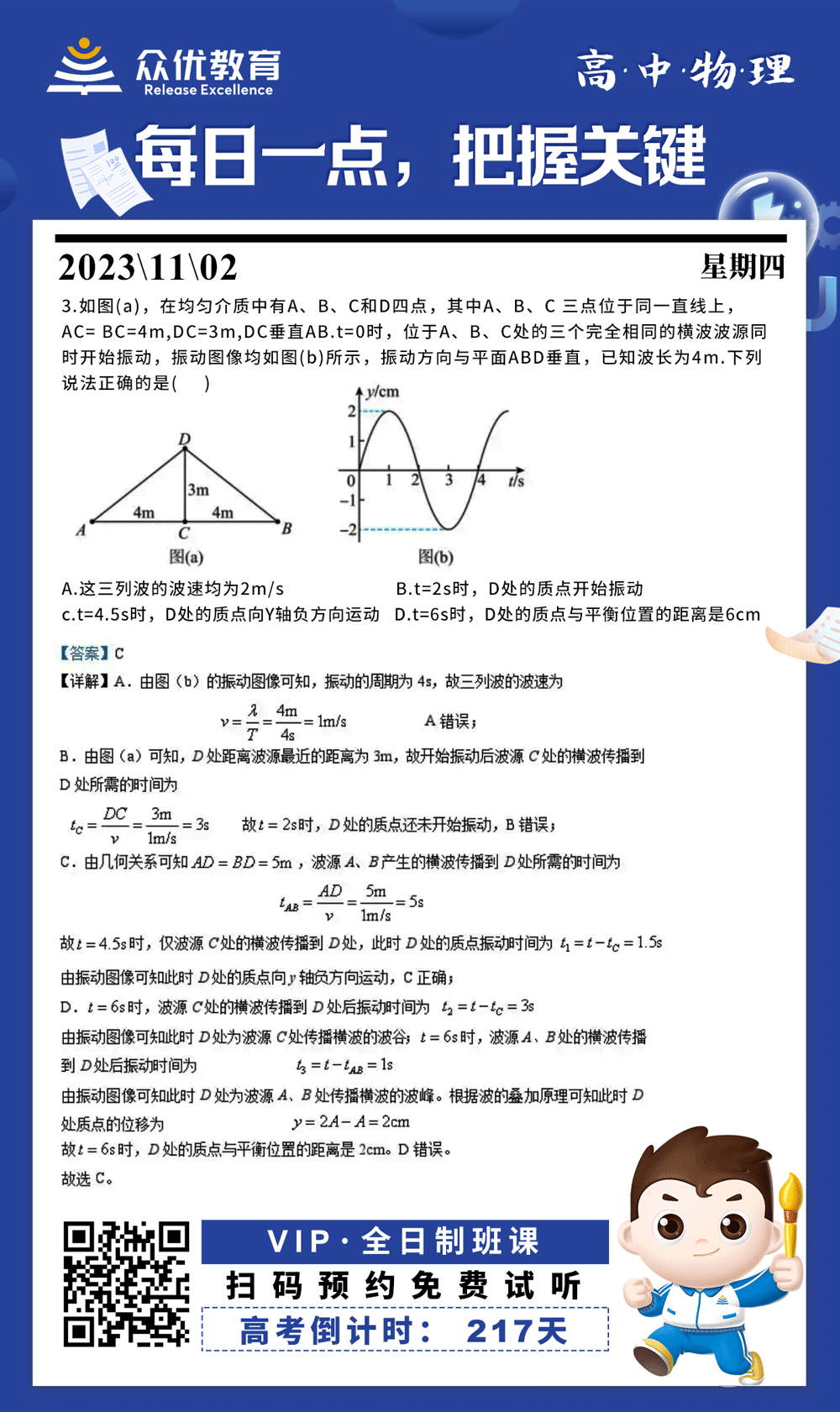 【高中物理 · 每日一练】：考查机械波机械振动知识点(图1)