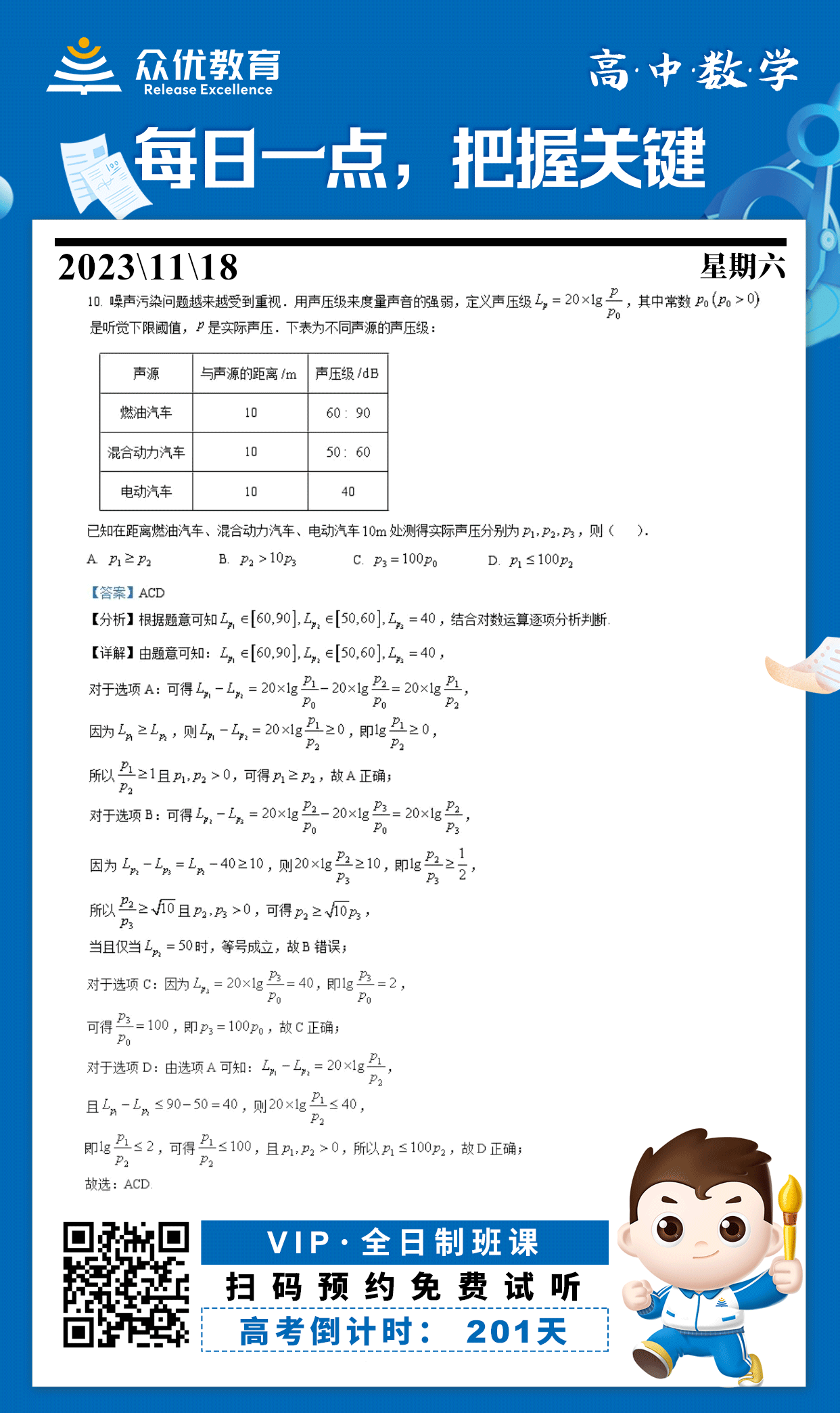 【高中数学 · 每日一练】：考查对数的应用(图1)